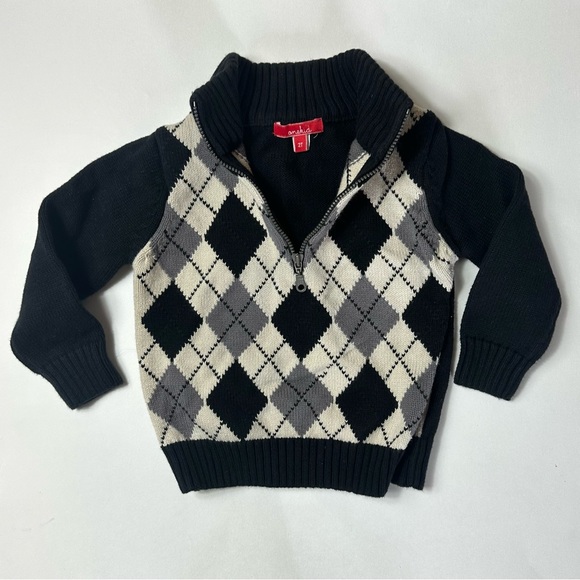 ONE KID | 2T Boys | Argyle Front Zipper Sweater - Picture 5 of 9
